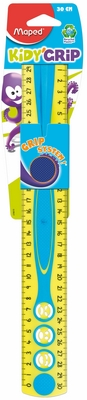 Лінійка KIDY GRIP, 30см пластикова, двостороння шкала, з тримачем, блістер **