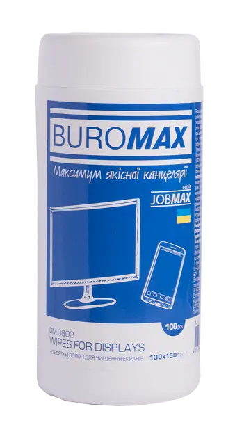 Серветки для очищення моніторів Buromax 100шт.  (BM.0802)