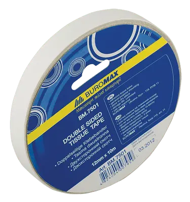 Скотч двосторонній Buromax 12мм х 10м білий 80 мкм (BM.7501)