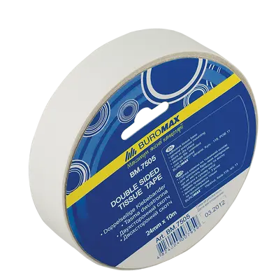 Скотч двосторонній Buromax на тканинній основі 24мм х 10м білий 80 мкм (BM.7505)