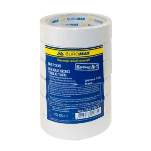 Скотч двосторонній Buromax 24мм х 10м білий 80 мкм (BM.7506)