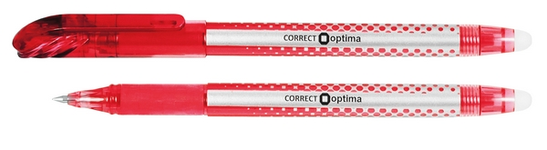 Ручка гелева самостираюча OPTIMA CORRECT 0,5 мм, червона **