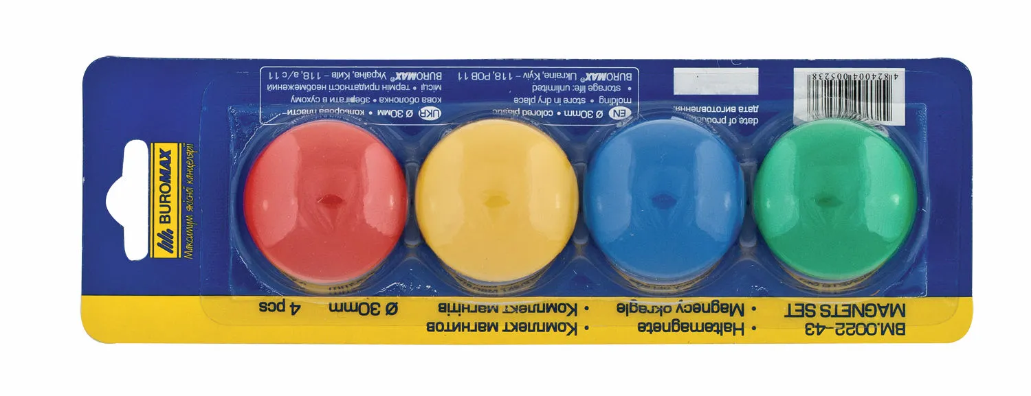 Набір магнітів Buromax 4штх30мм (BM.0022-43)