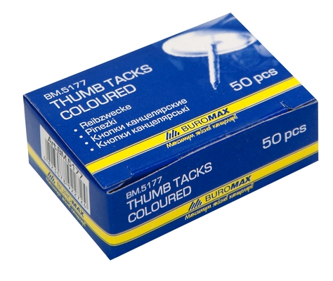 Кнопки Buromax кольорові d 10х8 мм в упаковці 50 шт (BM.5177)