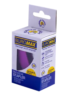 Степлер пластиковий Buromax RUBBER TOUCH Міні № 24/6 - 26/6 до 15 арк. фіолетовий (BM.4234-07)