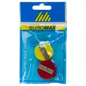 Чинка Buromax без контейнеру пластикова на 1 отвір ручна колір асорті в наборі 2 шт. (BM.4700-99)