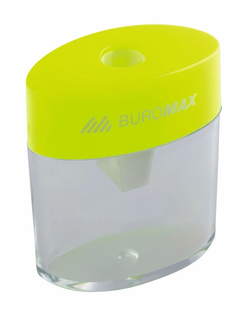 Чинка Buromax з контейнером на 1 отвір ручна колір асорті (BM.4752)