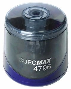Чинка Buromax з контейнером на 1 отвір автоматична з гумкою колір синій (BM.4796)