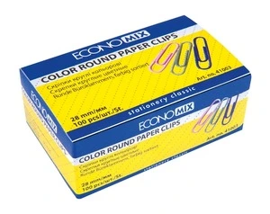 Скріпки ECONOMIX 28 мм прямі нікельовані 100 шт. (E41003)