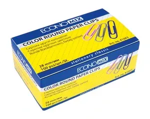 Скріпки ECONOMIX 28 мм прямі нікельовані 100 шт. (E41003)
