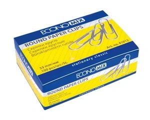 Скріпки ECONOMIX 33 мм прямі нікельовані 100 шт. (E41012)