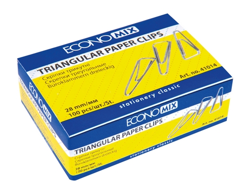 Скріпки ECONOMIX 28 мм прямі нікельовані 100 шт. (E41014)