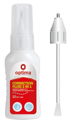 Коректор 2в1 Optima ручка і пензлик 2 мл. (O41319)