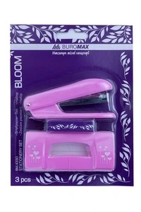 Комплект пластиковий Buromax BLOOM (степлер № 10  12 арк. + дистеплер + скоби) блістер (BM.4330)