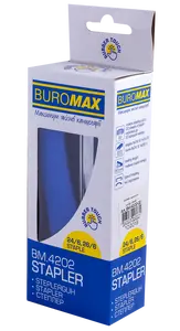 Степлер пластиковий Buromax RUBBER TOUCH № 24/6 - 26/6 до 20арк. синій (BM.4202-02). Фото 2