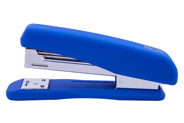 Степлер пластиковий RUBBER TOUCH до 20арк., (скоби №24; 26), синій