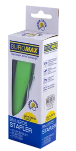 Степлер пластиковий Buromax RUBBER TOUCH № 24/6 - 26/6 до 20арк. салатовий (BM.4205-15). Фото 2
