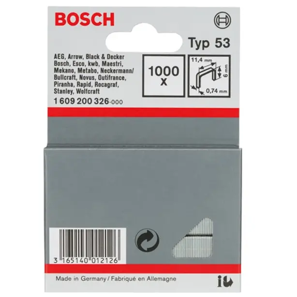 Скоба Bosch 11.4х14 мм  метал 1000шт (66040266). Фото 2