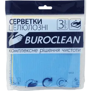 Серветки целюлозні вологопоглинаючі Buroclean 3шт/уп 15х15 см (10200112)