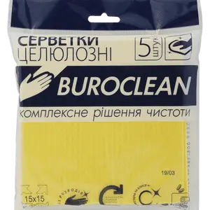 Серветки целюлозні вологопоглинаючі Buroclean 5шт/уп 15х15 см (10200113)
