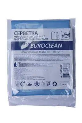 Серветка мікрофібра для скла та дзеркал Buroclean 1 шт/уп. 30х30 см (10200121)