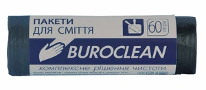 Пакети для сміття Buroclean 60 л 20 шт чорний (10200031)