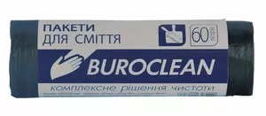 Пакети для сміття Buroclean 60 л 20 шт чорний (10200031)
