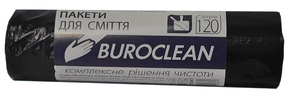 Пакети для сміття Buroclean 120 л 10 шт чорний (10200041)