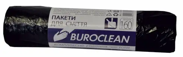 Пакети для сміття Buroclean 160 л 10 шт чорний (10200051)