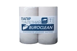 Туалетний папір макул. Buroclean по 4 рул., на гільзі, 2-х шар., сірий **