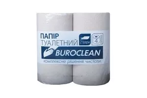 Туалетний папір макул. Buroclean по 4 рул., на гільзі, 2-х шар., сірий **