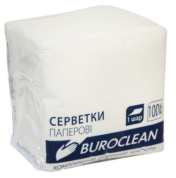 Серветки пап. BuroClean, 240*240, 50шт., в п/п упак., білий (10100202)