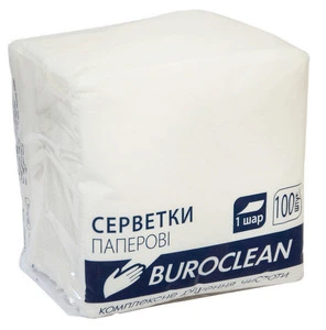 Серветки пап. BuroClean, 240*240, 50шт., в п/п упак., білий (10100202)