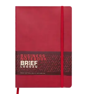 Зошит офісний Buromax BRIEF L2U А5 96 арк. клітинка тверда палітурка штучна шкіра червоний (BM.295104-05)