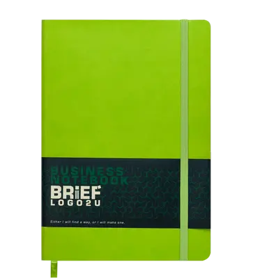 Блокнот діловий BRIEF LOGO2U А5, 96арк., клітинка, обкладинка зі штучної шкіри, темно-зелений