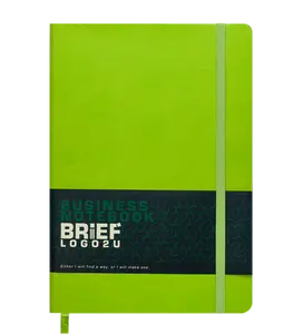 Блокнот діловий BRIEF LOGO2U А5, 96арк., клітинка, обкладинка зі штучної шкіри, темно-зелений