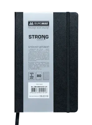 Блокнот STRONG L2U 125x195мм 80арк. клітинка тверда палітурка штучна шкіра чорна (BM.29912101-01)