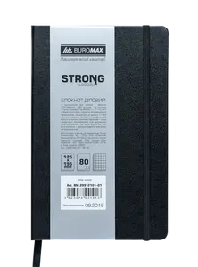 Блокнот STRONG L2U 125x195мм 80арк. клітинка тверда палітурка штучна шкіра чорна (BM.29912101-01)