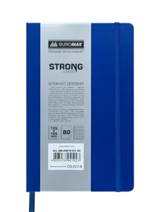 Блокнот STRONG L2U 125x195мм 80арк. клітинка тверда палітурка штучна шкіра синя (BM.29912101-03)
