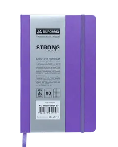 Блокнот STRONG L2U 125x195мм 80арк. клітинка тверда палітурка штучна шкіра фіолетова(BM.29912101-10)