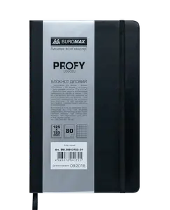 Блокнот PROFY L2U 125x195мм 80арк. клітинка тверда палітурка штучна шкіра чорна (BM.29912102-01)