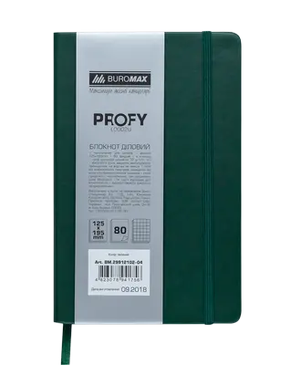 Блокнот PROFY L2U 125x195мм 80арк. клітинка тверда палітурка штучна шкіра зелена (BM.29912102-04)