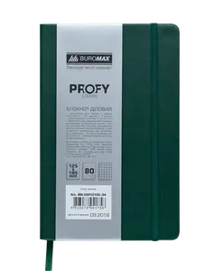 Блокнот PROFY L2U 125x195мм 80арк. клітинка тверда палітурка штучна шкіра зелена (BM.29912102-04)