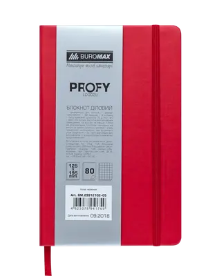 Блокнот PROFY L2U 125x195мм 80арк. клітинка тверда палітурка штучна шкіра червона (BM.29912102-05)