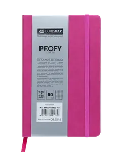 Блокнот PROFY L2U 125x195мм 80арк. клітинка тверда палітурка штучна шкіра рожевий (BM.29912102-10)