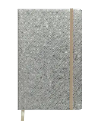 Блокнот INGOT 125x195мм 80арк. клітинка тверда палітурка штучна шкіра срібна (BM.29912103-23)