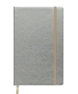 Блокнот INGOT 125x195мм 80арк. клітинка тверда палітурка штучна шкіра срібна (BM.29912103-23)