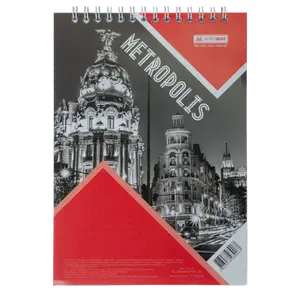 Зошит офісний Buromax METROPOLIS А4 48арк. пружина зверху клітинка м`яка палітурка червоний (BM.24445101-05)