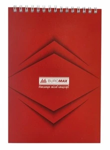 Зошит офісний JOBMAX Monochrome А5 48 арк. пружина зверху клітинка м`яка палітурка пружина червоний (BM.2474-05)