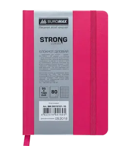 Блокнот Buromax STRONG L2U 95x140мм 80арк. клітинка тверда палітурка рожевий (BM.29012101-10)